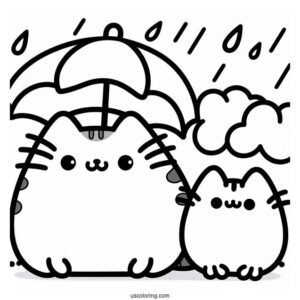 Easy Coloring Page Of Pusheen And Stormy