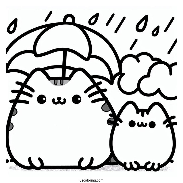 Easy Coloring Page Of Pusheen And Stormy