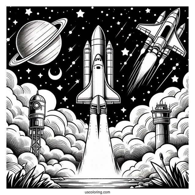 Discovery Space Shuttle Rockets Ignited