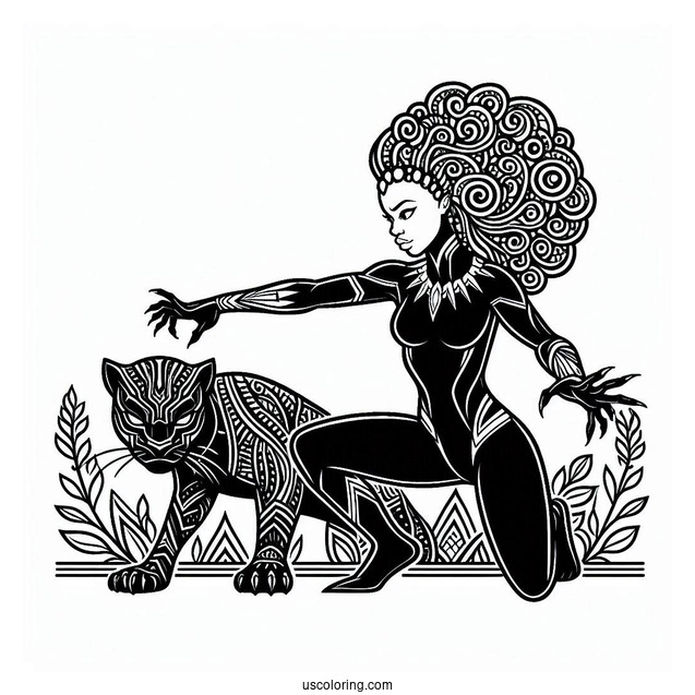 Shuri And Black Panther Coloring Sheet
