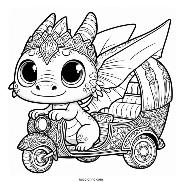 Raya And The Last Dragon Coloring Page Of Cute Baby Tuk Tuk For Preschoolers