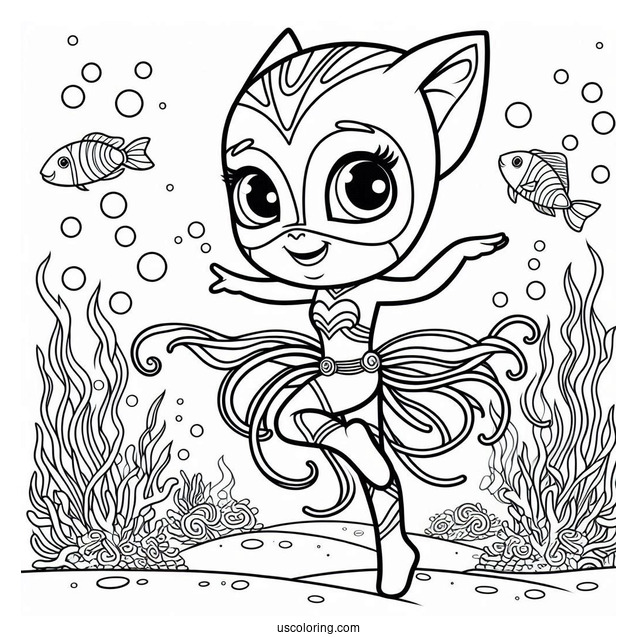 PJ Masks Coloring Page Of Octobella Dancing Underwater