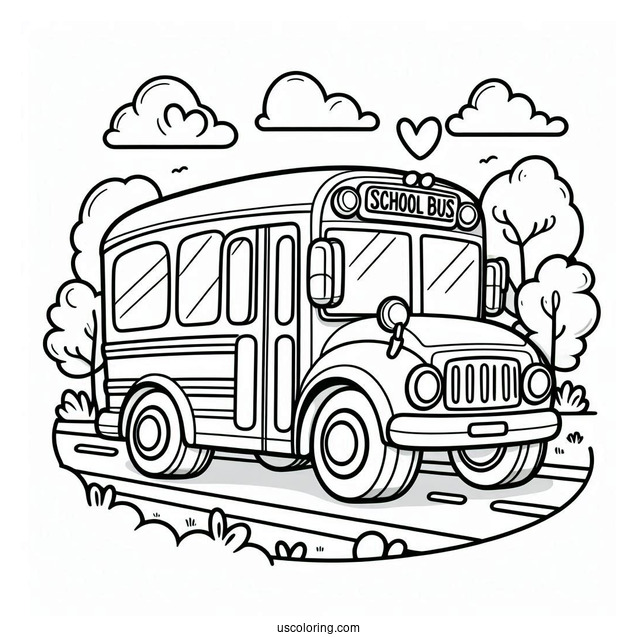 Cute Mini School Bus Coloring Sheet