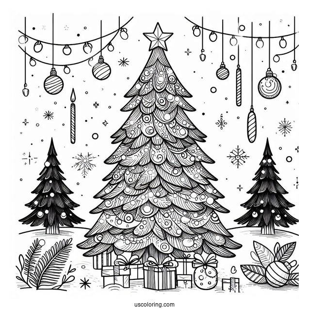 Large Christmas Tree With Lights And Decorations