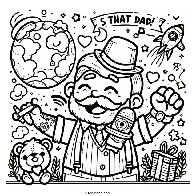 Father's Day Coloring Page Of Fun World s Best Dad For Kids