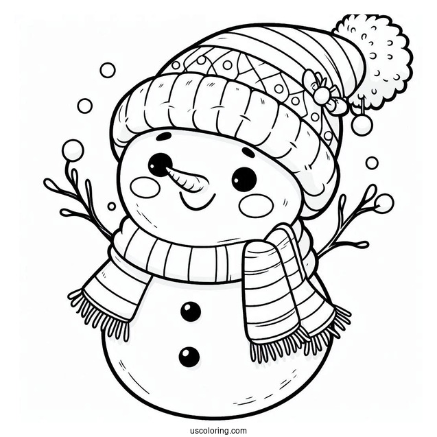 Cheerful Looking Snowmen In The Snow To Color