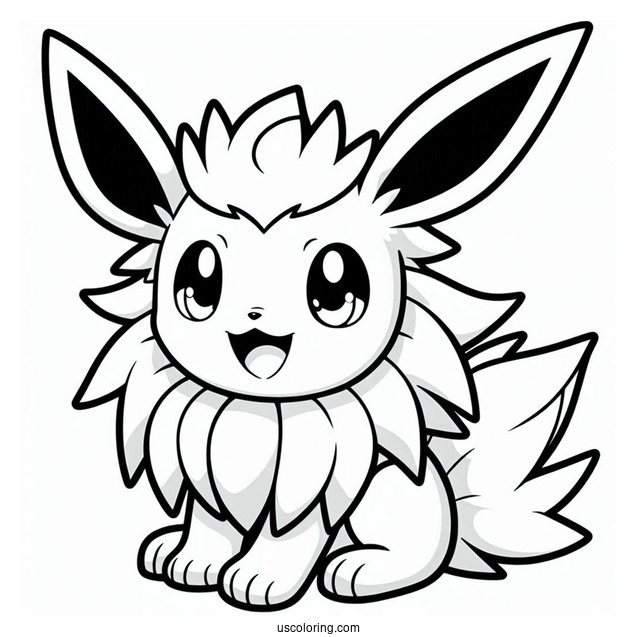 Jolteon Coloring Page Smiling At Sylveon For Kids