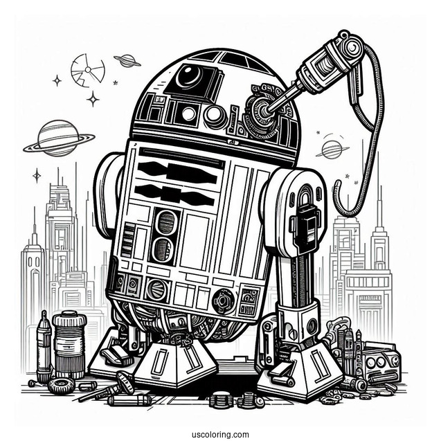 R2-D2 Coloring Page Fixing Engine