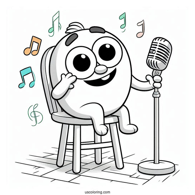 Sing Coloring Page Of Gunter Posing With Chair For Kids