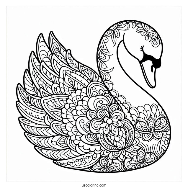 Swan Coloring Page Mandala