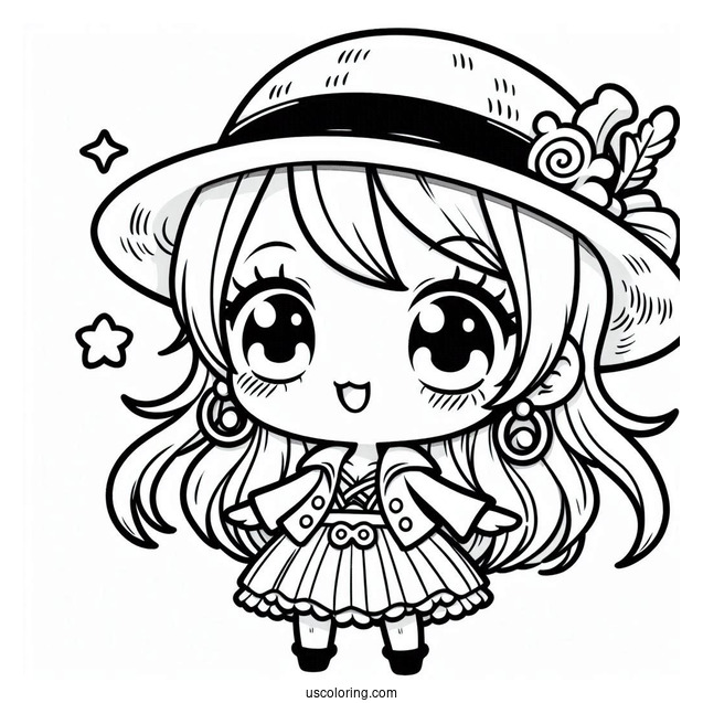 One Piece Coloring Page Of Cute Chibi Nami