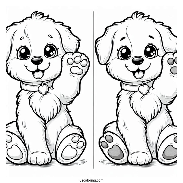 Puppy Raising Paw Coloring In
