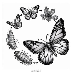 Comprehensive Butterfly Coloring Page Life Cycle