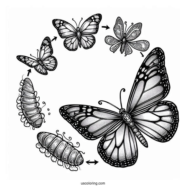 Comprehensive Butterfly Coloring Page Life Cycle