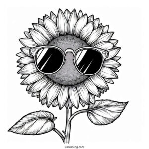 Cool Sunflower Wearing Sunglasses For Coloring