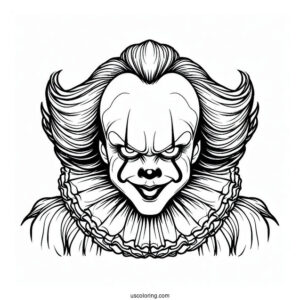 Scary Pennywise Coloring Page Of Face For Kids