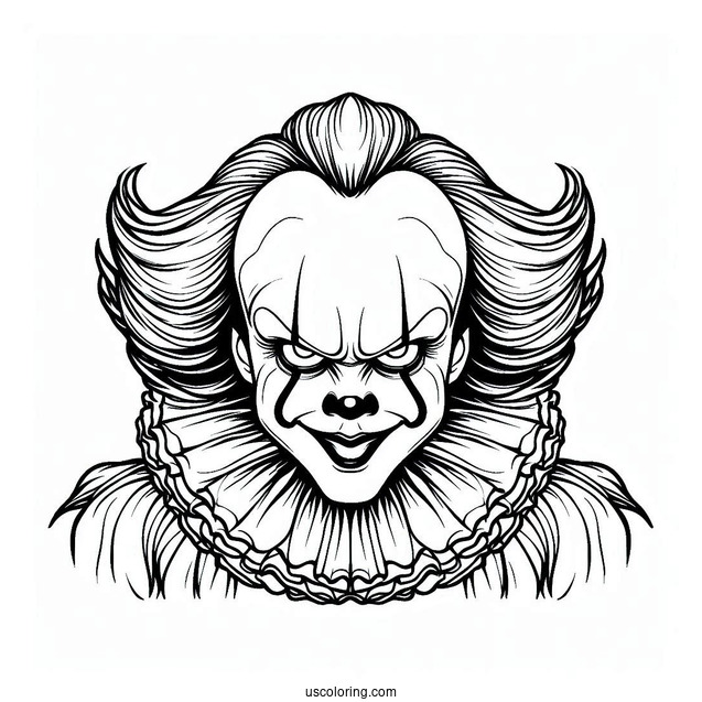 Scary Pennywise Coloring Page Of Face For Kids
