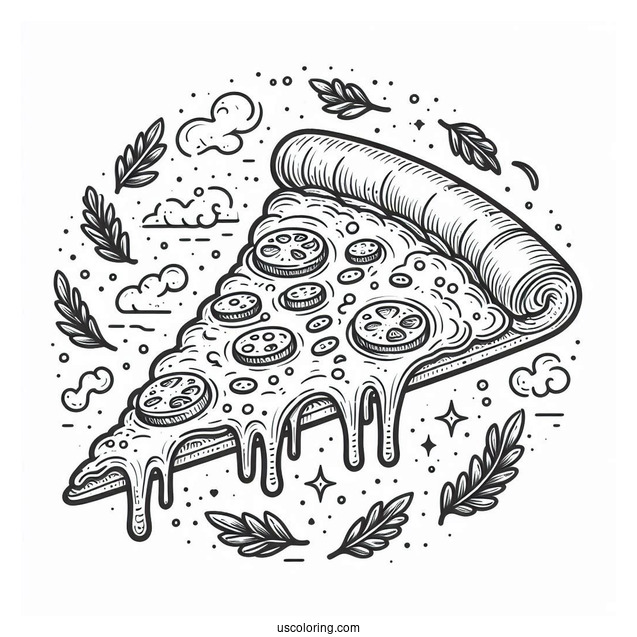 Pizza Slice With Lots Of Melting Cheese To Color