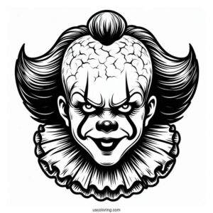 Scary Pennywise Coloring Page Of Face For Kids