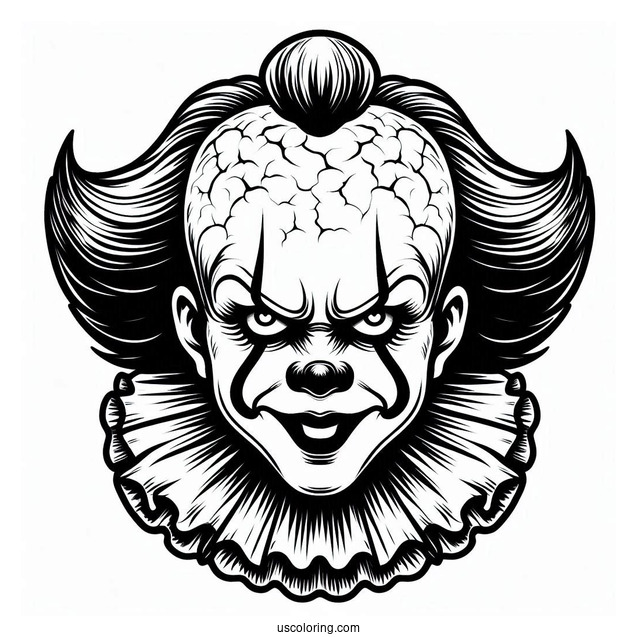 Scary Pennywise Coloring Page Of Face For Kids