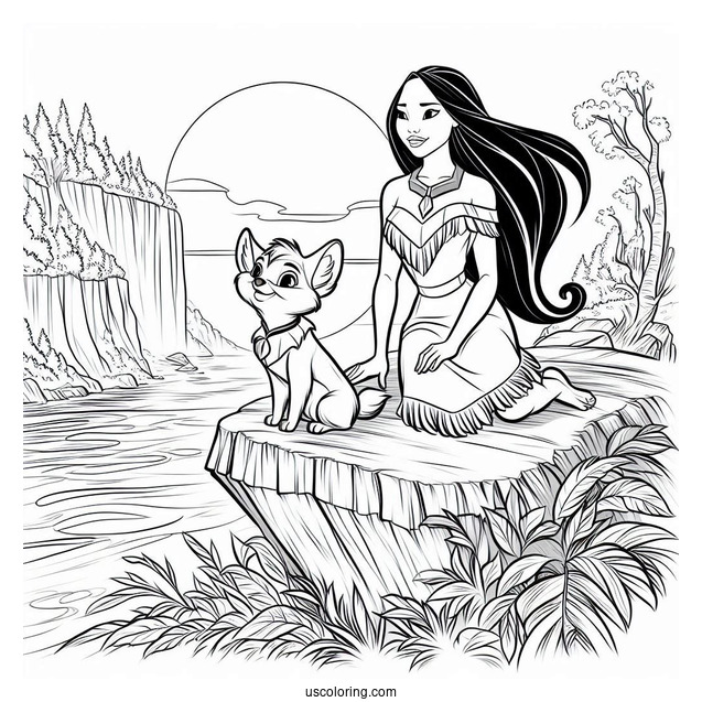 Pocahontas And Meeko On The Cliff