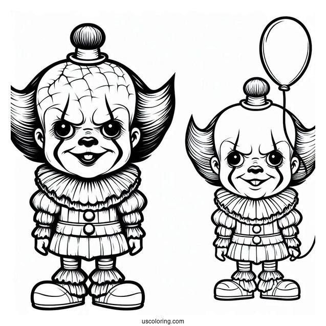 Smiling Pennywise Coloring Page In Halloween