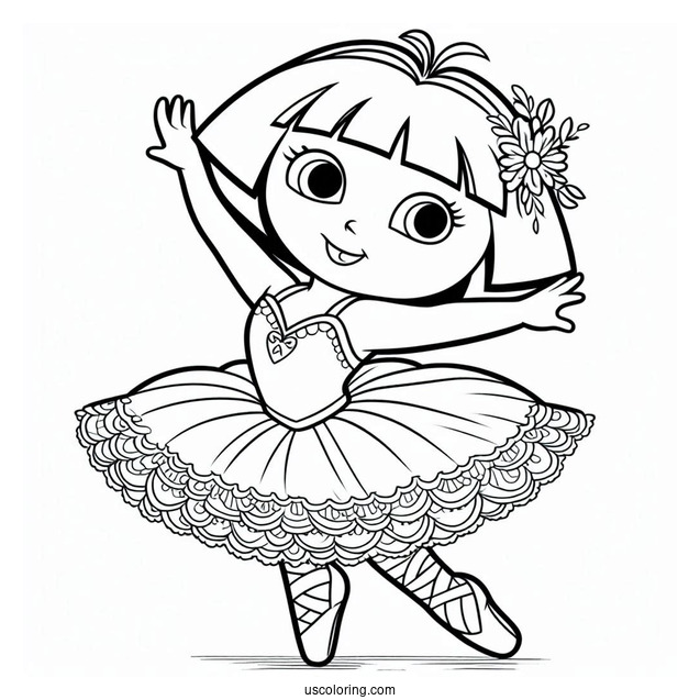 Dora As a Ballerina Coloring Page