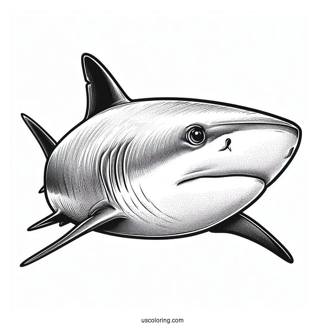 Close Up Of Bull Shark Coloring Page