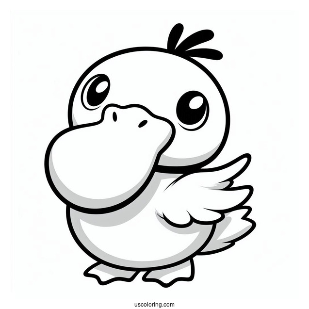 Psyduck Coloring Page Holding Its Head For Preschoolers
