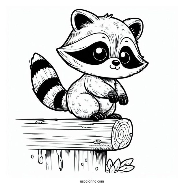 Small Raccoon Coloring Page Balancing On A Ledge