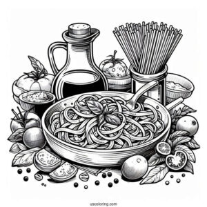 Carbonara Pasta Coloring Picture For Kids