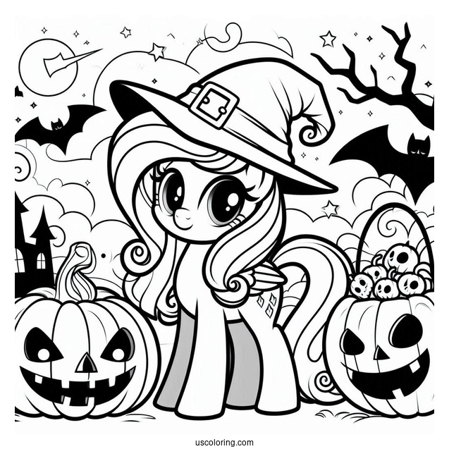 Halloween Themed My Little Pony Coloring Sheet