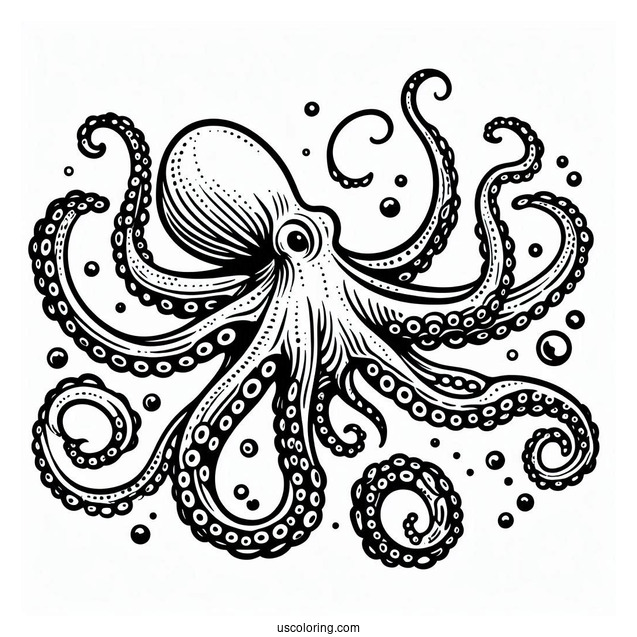 East Pacific Red Octopus Coloring Page