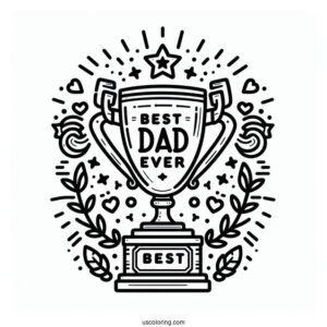 Father's Day Coloring Page Of Best Dad Ever Trophy