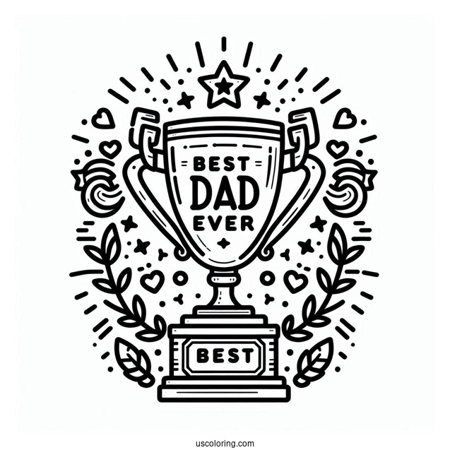Father's Day Coloring Page Of Best Dad Ever Trophy