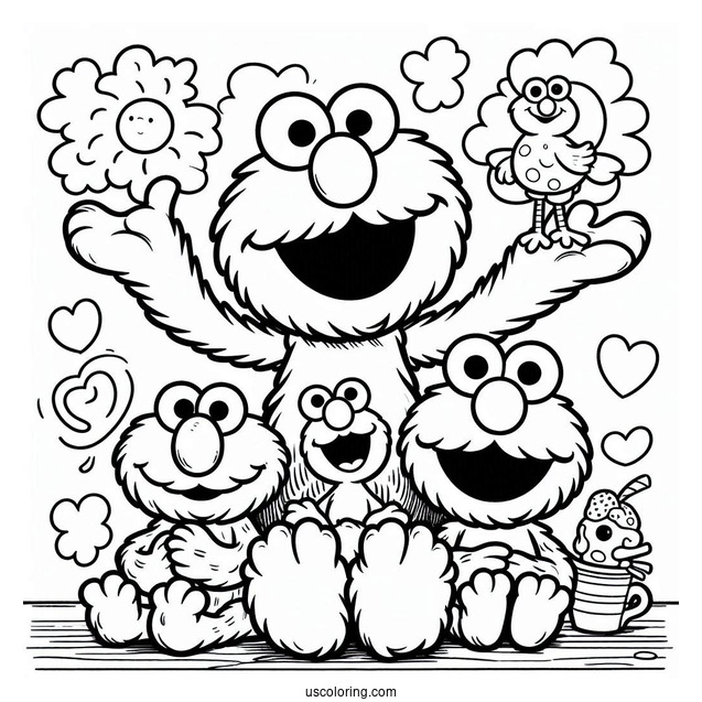 Elmo and Friends Coloring Page