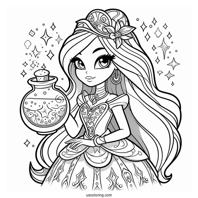 Shimmer And Shine Coloring Page Of Zeta The Sorceress Holding Potion