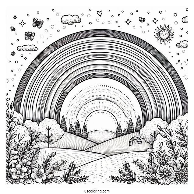 Realistic Looking Rainbow Coloring Page