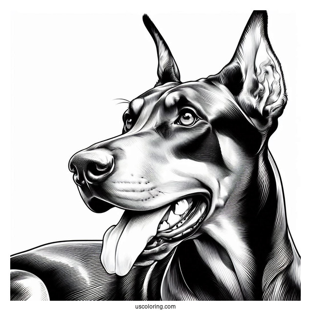 Close Up Of Alert Dobermann