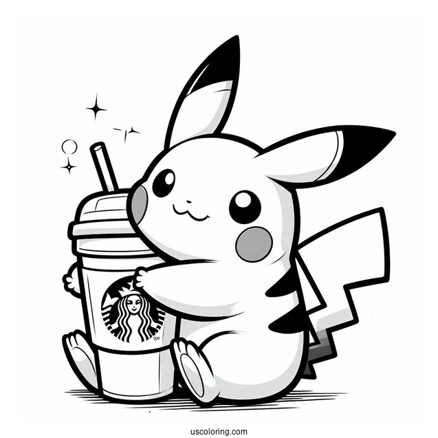 Pikachu Hugging Starbucks Cup