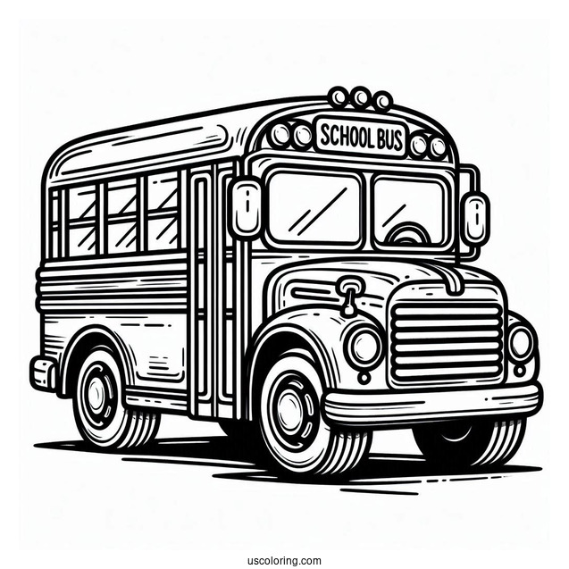 Easy School Bus Coloring Page For Kids