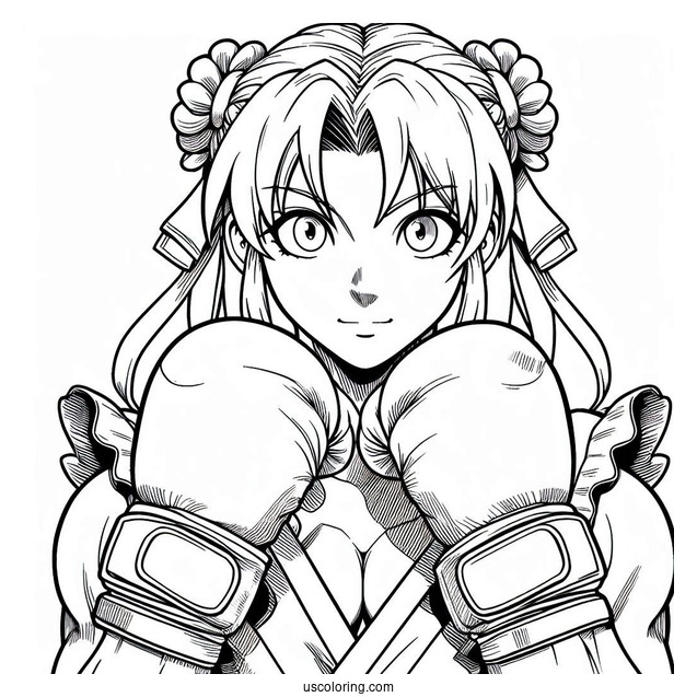 Street Fighter Coloring Page Of Sakura Kasugano Wearing Her Boxing Gloves
