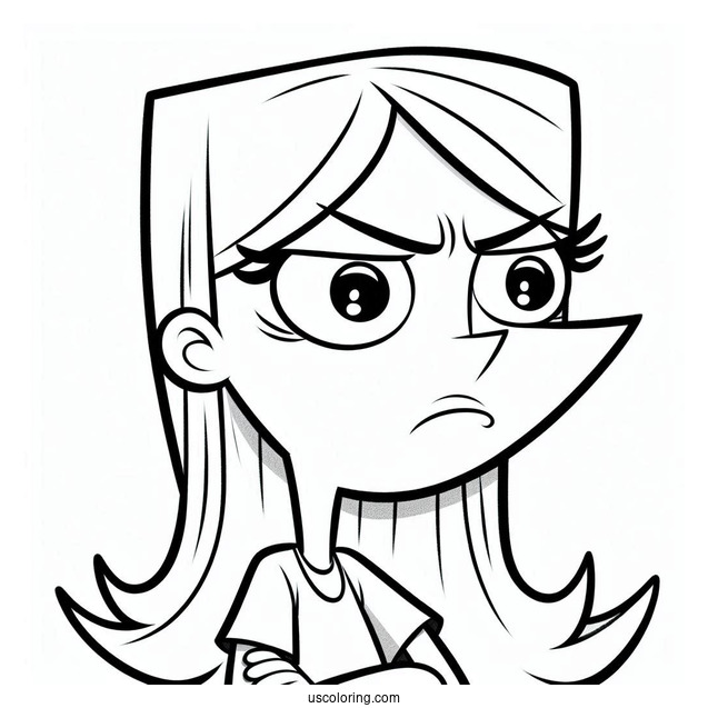 Phineas And Ferb Coloring Page Of Candace Flynn Frowning