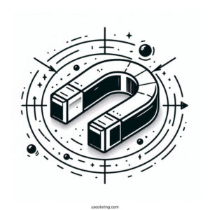 Science Coloring Page Of Magnet Showing Magnetic Force