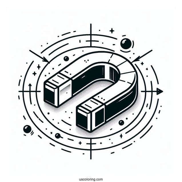 Science Coloring Page Of Magnet Showing Magnetic Force
