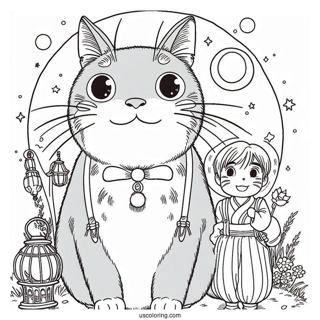 Studio Ghibli Coloring Page of The Cat Returns Haru And The Baron