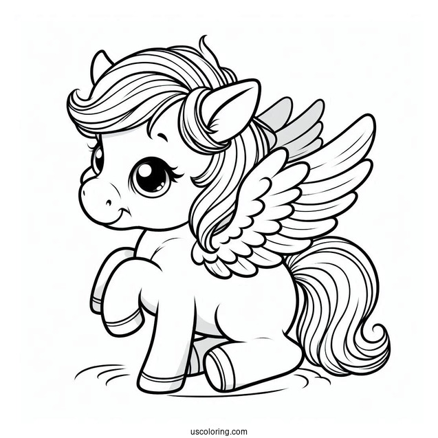 Baby Pegasus Coloring Page Outline For Preschoolers