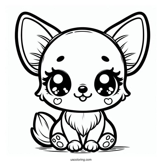 Kawaii Cartoon Chihuahua Coloring Page For Kids