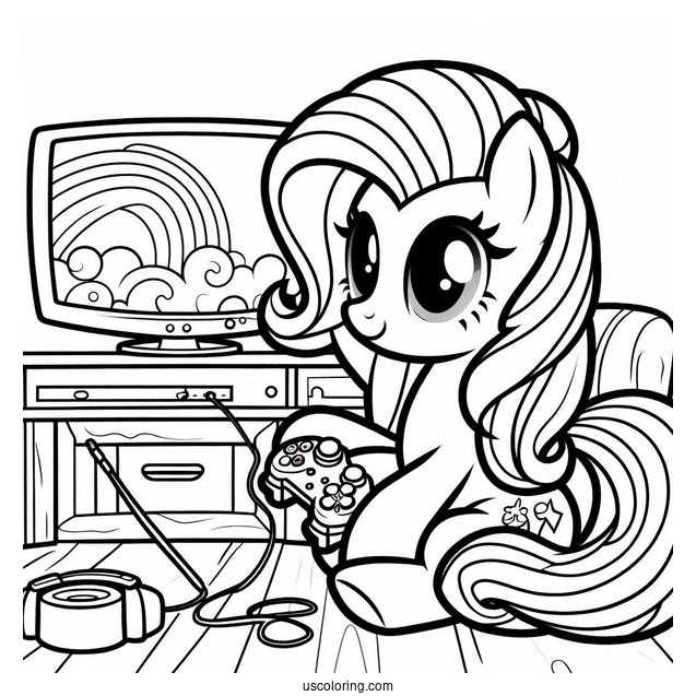 Pinkie Pie Coloring Page And Rainbow Dash Playing Video Games