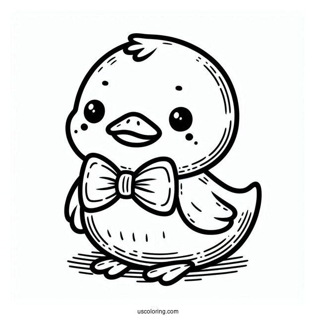 Cute Coloring Page Duck Wearing A Bowtie